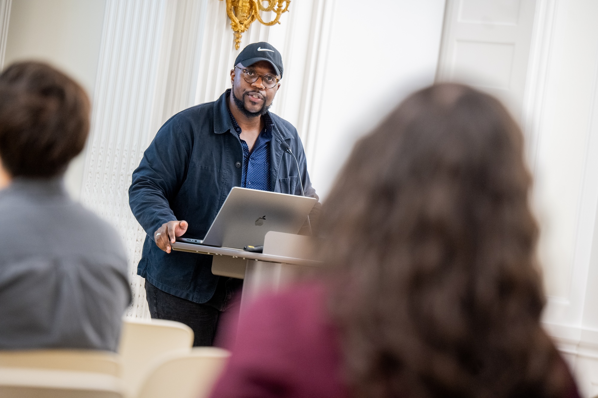 Ahmad Greene-Hayes delivering the keynote address at the conference Tending the Gap